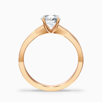 Lucy 4.5 Carat Round Solitaire Twisted Band Moissanite Diamond Ring in 18k Rose Gold