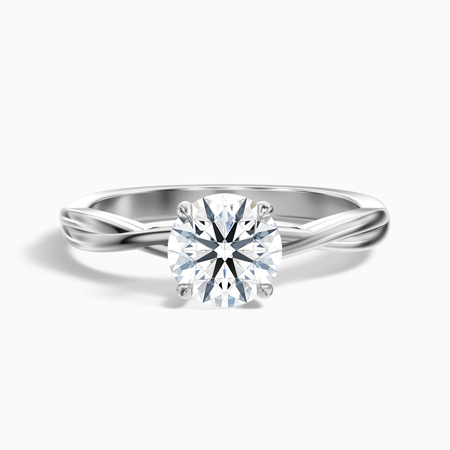 Lucy 5.5 Carat Round Solitaire Twisted Band Moissanite Diamond Ring in 10k White Gold