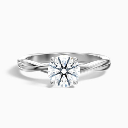 Lucy 1.5 Carat Round Solitaire Twisted Band Moissanite Diamond Ring in Platinum