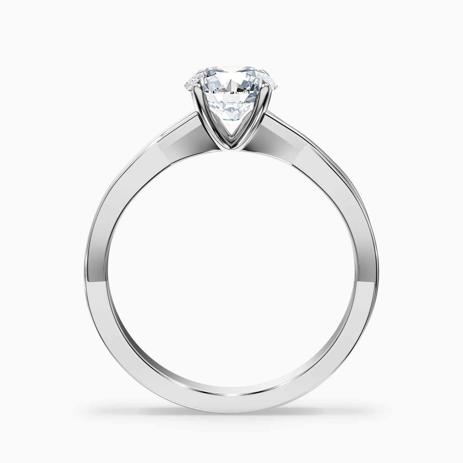 Lucy 3.5 Carat Round Solitaire Twisted Band Moissanite Diamond Ring in 14k Yellow Gold