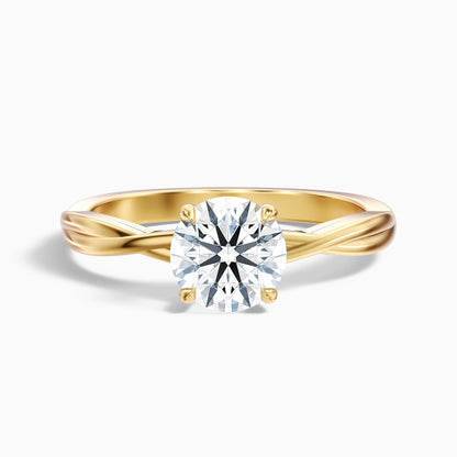 Zoya 5 Carat Round Solitaire Twisted Band Lab Grown Engagement Ring in 925 Sterling Silver