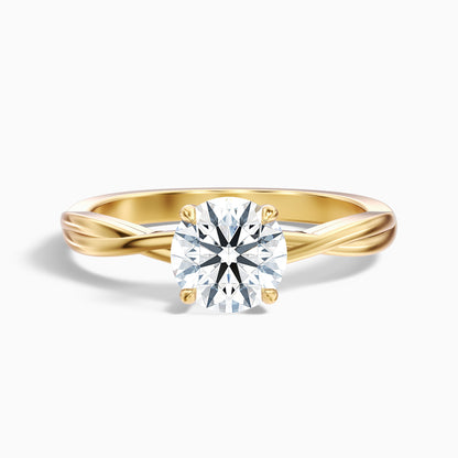 Zoya 2 Carat Round Solitaire Twisted Band Lab Grown Engagement Ring in 18k Yellow Gold