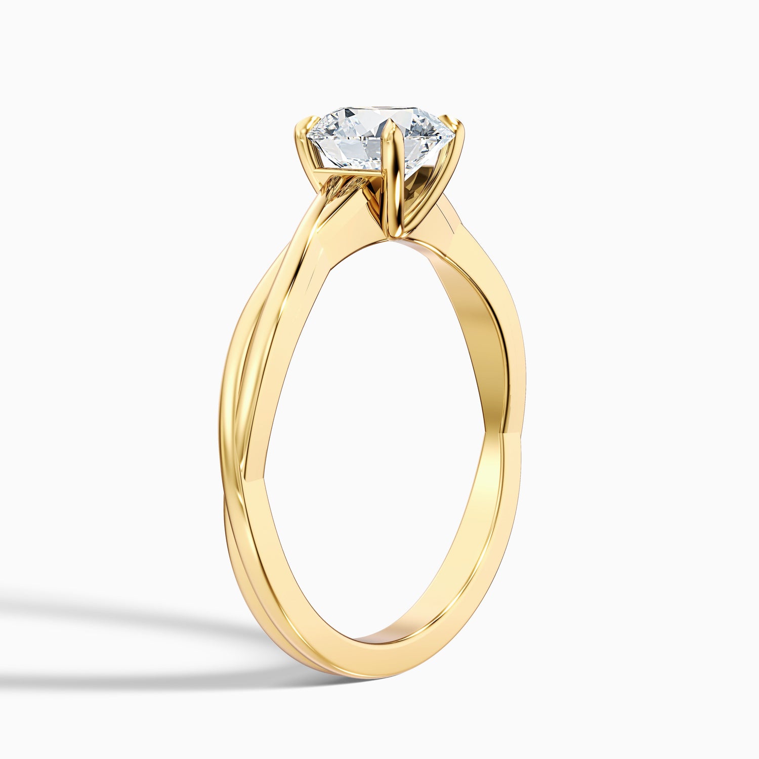 Zoya 3 Carat Round Solitaire Twisted Band Lab Grown Engagement Ring in 14k Yellow Gold