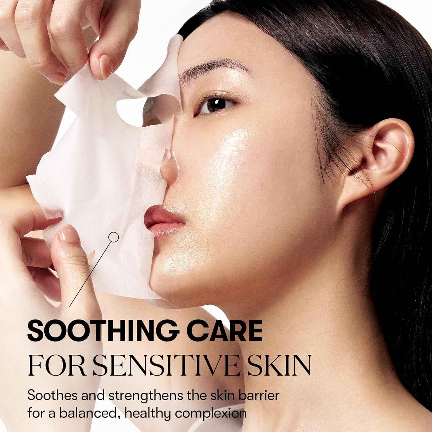 CICA Daily Soothing Mask 30 Sheets, Centella Asiatica &amp; Hyaluronic Acid for Moisturizing &amp; Hydrating, Instant Calm &amp; Glow, Skin Softening Facial Mask, Korean Face Mask
