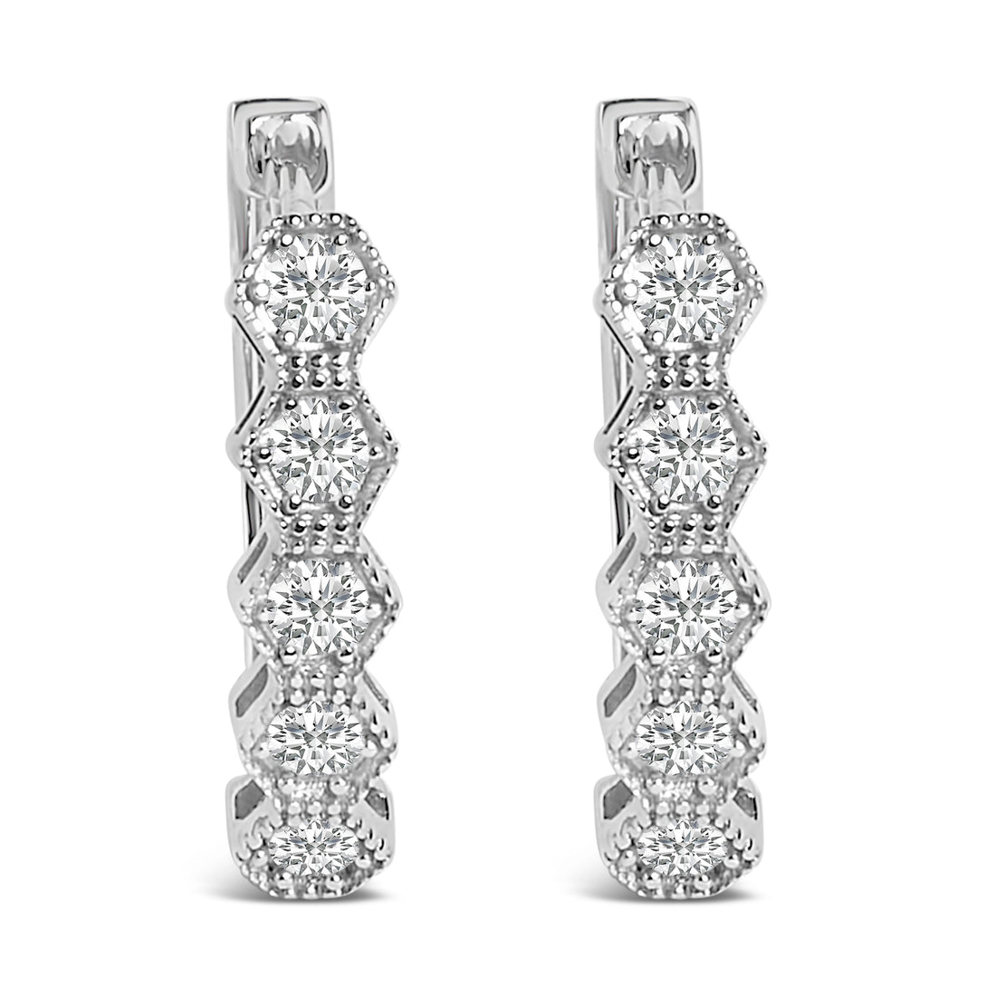 14K Gold 1/2 Cttw Diamond Earring Zig-Zagging Geometric Hoop Earrings (G-H Color, SI1-SI2) by Bids.com