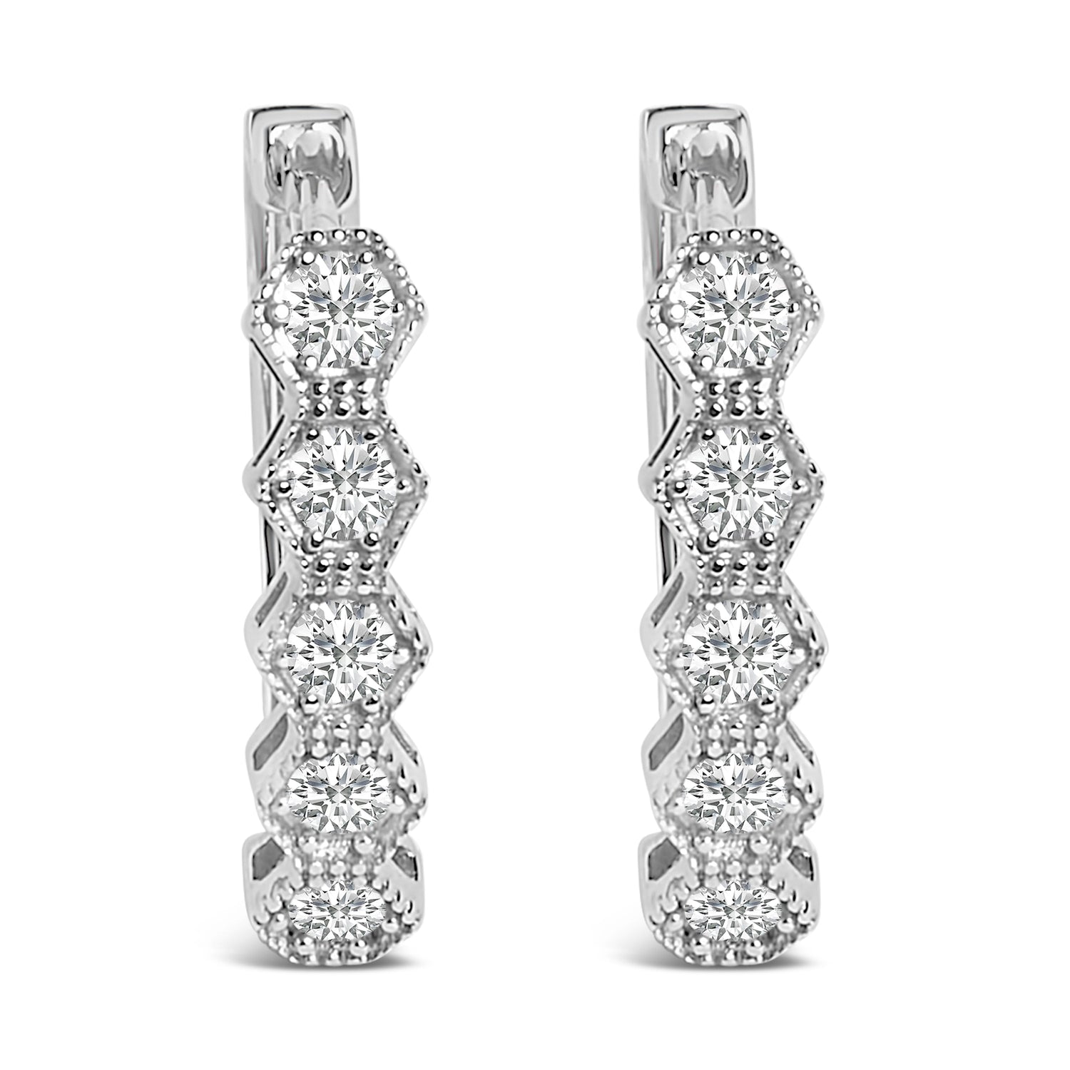 14K Gold 1/2 Cttw Diamond Earring Zig-Zagging Geometric Hoop Earrings (G-H Color, SI1-SI2) by Bids.com