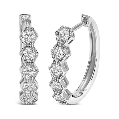14K Gold 1/2 Cttw Diamond Earring Zig-Zagging Geometric Hoop Earrings (G-H Color, SI1-SI2) by Bids.com