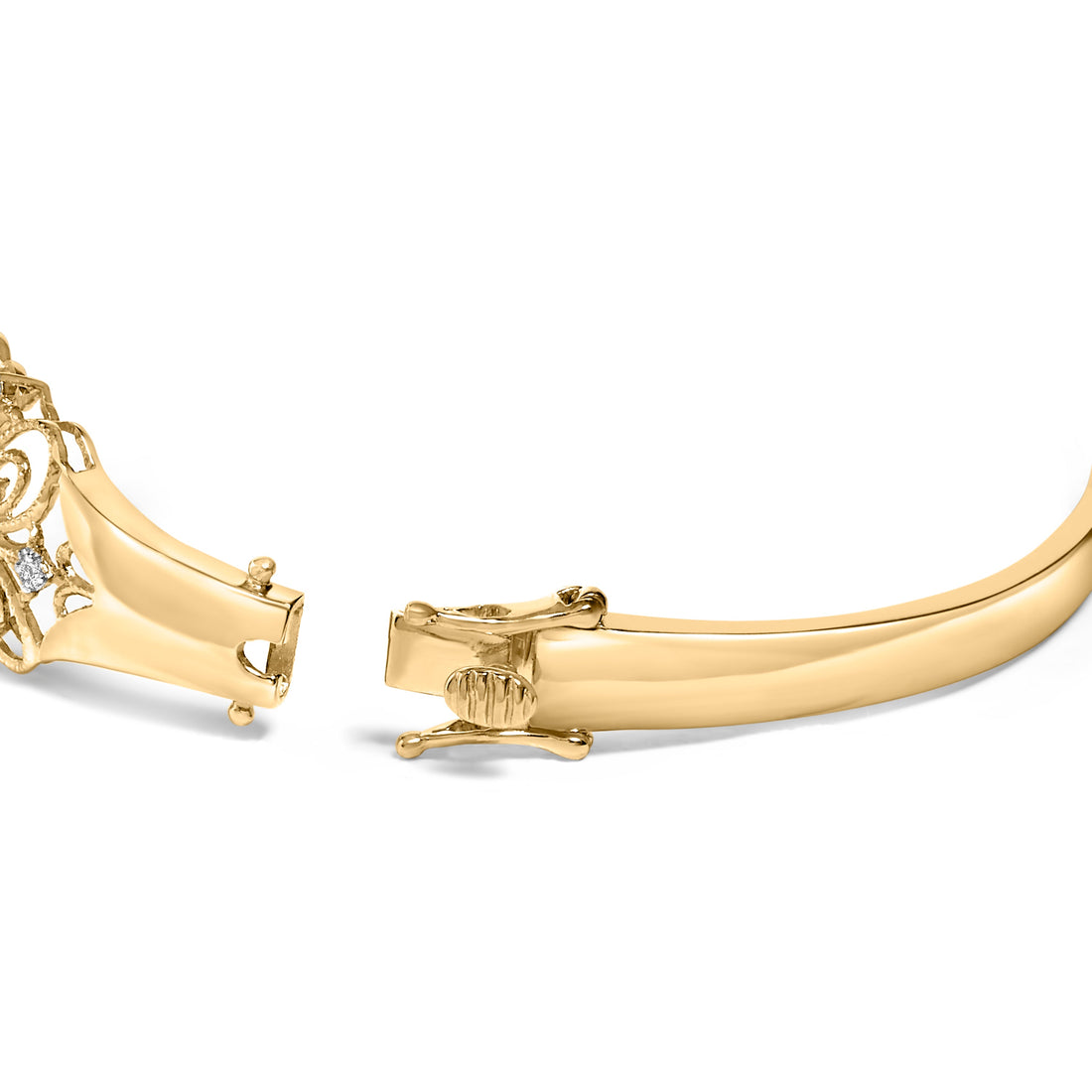 14K Gold 1.00 Cttw Diamond Vintage Inspired Floral Bangle Bracelet (H-I Color, SI1-SI2 Clarity) - 7.75" Inches by Bids.com