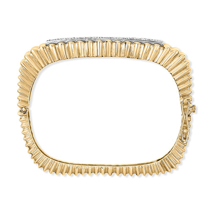14K Yellow Gold 1 1/4 Cttw Diamond Ribbed Rounded Rectangle Bangle Bracelet (G-H Color, VS2-SI1 Clarity) - 7.75" Inches by Bids.com