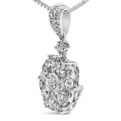 14K White Gold 1 1/5 Cttw Diamond Composite Cluster Pendant Necklace (F-G Color, VS2-SI1 Clarity) - 18" Inches by Bids.com