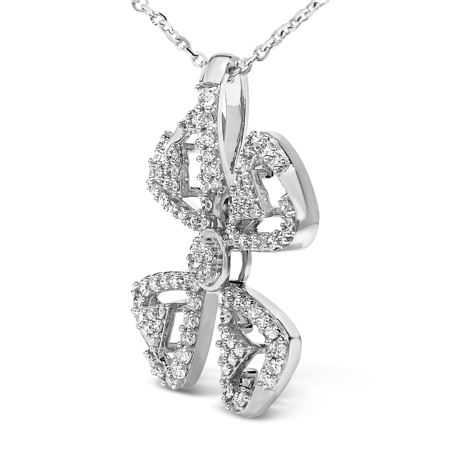 14K White Gold 5/8 Cttw Diamond 4 Leaf Floral Pendant Necklace (H-I Color, I1-I2 Clarity) - 18" Inches by Bids.com