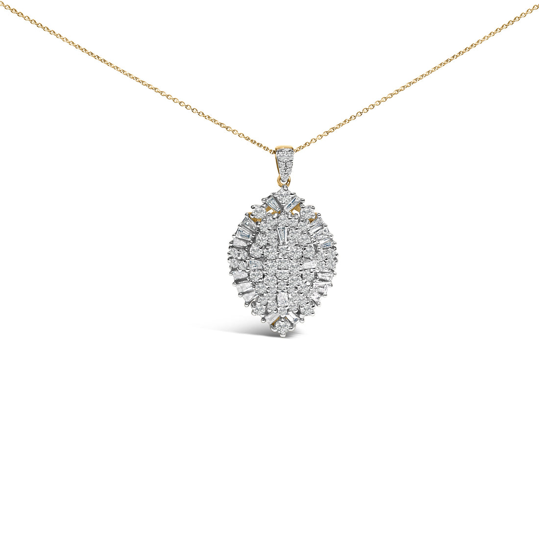 14K White and Yellow Gold 2.00 Cttw Diamond Cluster Pear Shaped Pendant Necklace (G-H Color, SI2-I1 Clarity) -20" Inches by Bids.com