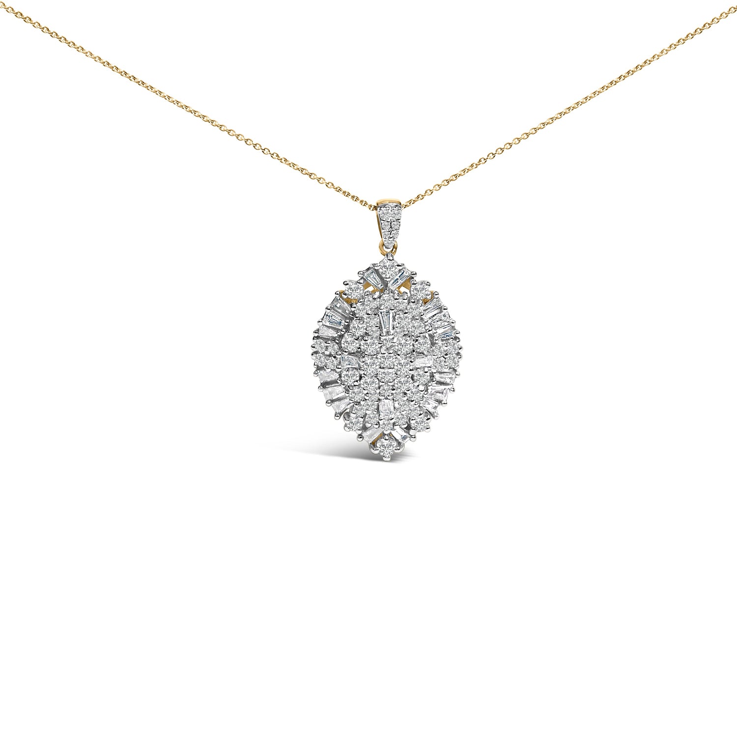 14K White and Yellow Gold 2.00 Cttw Diamond Cluster Pear Shaped Pendant Necklace (G-H Color, SI2-I1 Clarity) -20" Inches by Bids.com