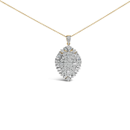 14K White and Yellow Gold 2.00 Cttw Diamond Cluster Pear Shaped Pendant Necklace (G-H Color, SI2-I1 Clarity) -20" Inches by Bids.com
