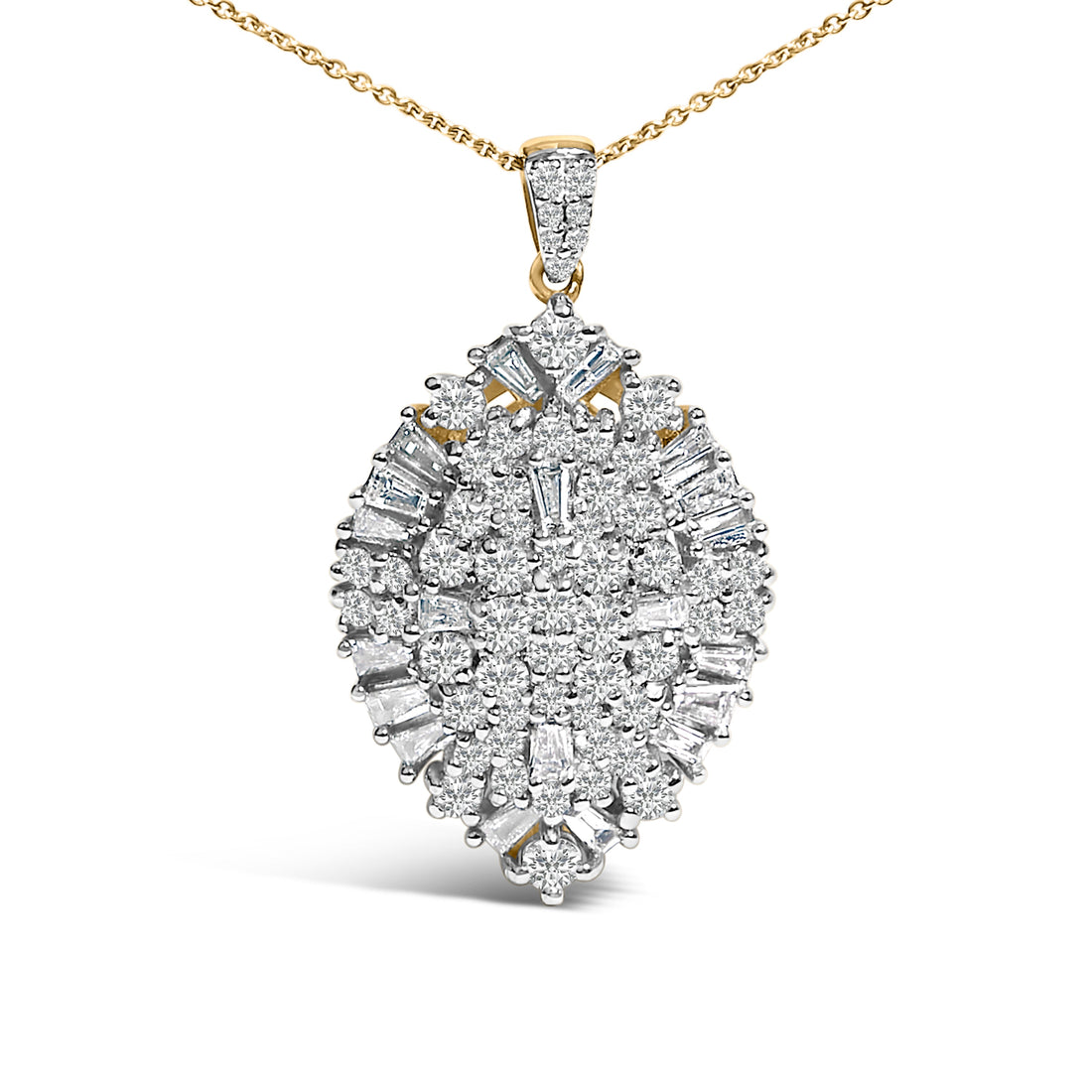 14K White and Yellow Gold 2.00 Cttw Diamond Cluster Pear Shaped Pendant Necklace (G-H Color, SI2-I1 Clarity) -20" Inches by Bids.com