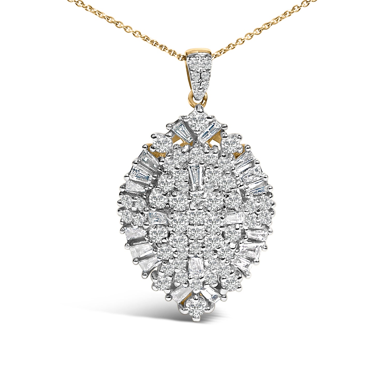 14K White and Yellow Gold 2.00 Cttw Diamond Cluster Pear Shaped Pendant Necklace (G-H Color, SI2-I1 Clarity) -20" Inches by Bids.com