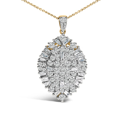 14K White and Yellow Gold 2.00 Cttw Diamond Cluster Pear Shaped Pendant Necklace (G-H Color, SI2-I1 Clarity) -20" Inches by Bids.com