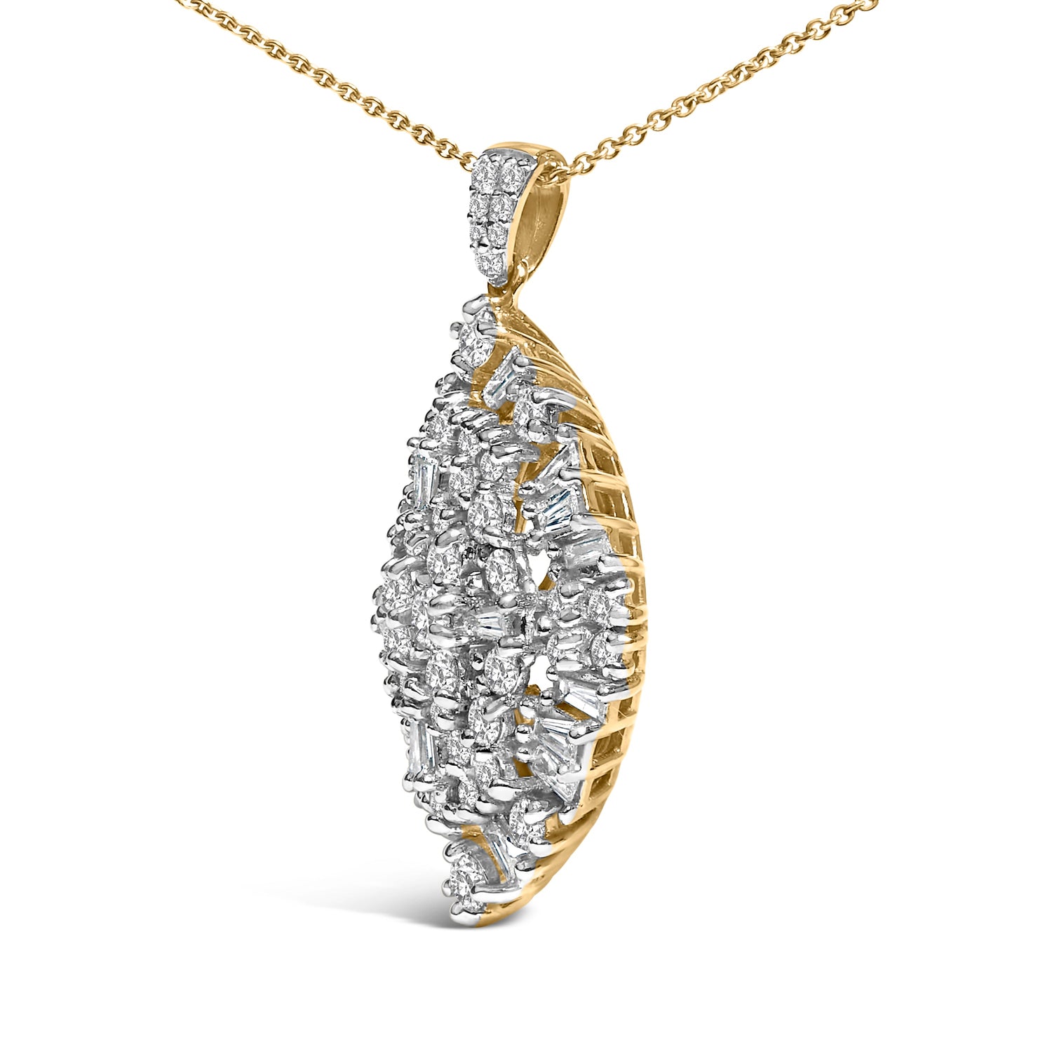 14K White and Yellow Gold 2.00 Cttw Diamond Cluster Pear Shaped Pendant Necklace (G-H Color, SI2-I1 Clarity) -20" Inches by Bids.com