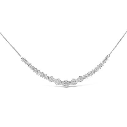 14K White Gold 2.00 Cttw Diamond Composite Cluster Bar Necklace (H-I Color, I2-I3 Clarity) - 18" Inches by Bids.com