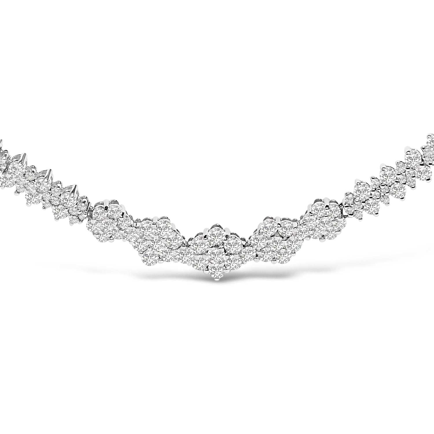 14K White Gold 2.00 Cttw Diamond Composite Cluster Bar Necklace (H-I Color, I2-I3 Clarity) - 18" Inches by Bids.com