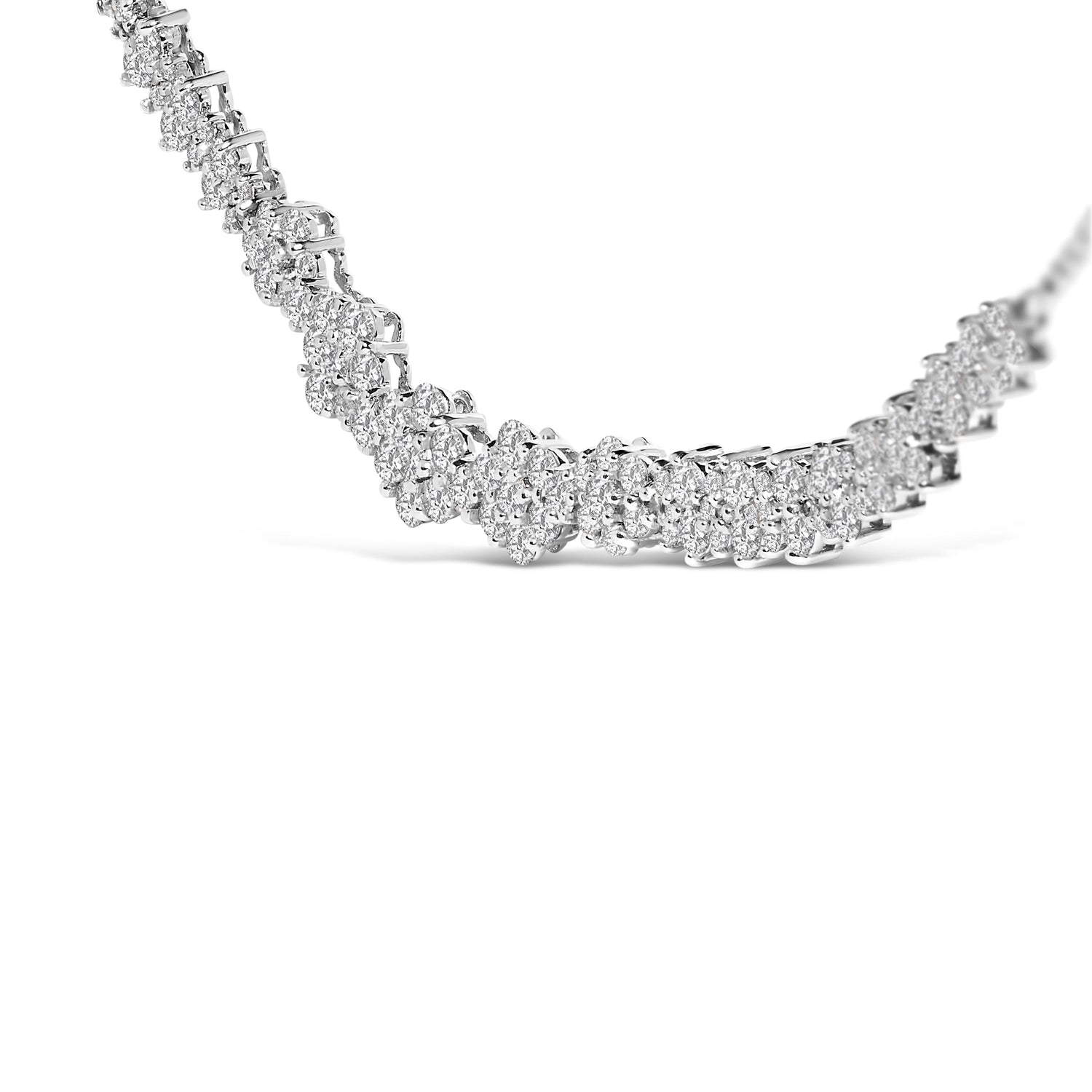 14K White Gold 2.00 Cttw Diamond Composite Cluster Bar Necklace (H-I Color, I2-I3 Clarity) - 18" Inches by Bids.com