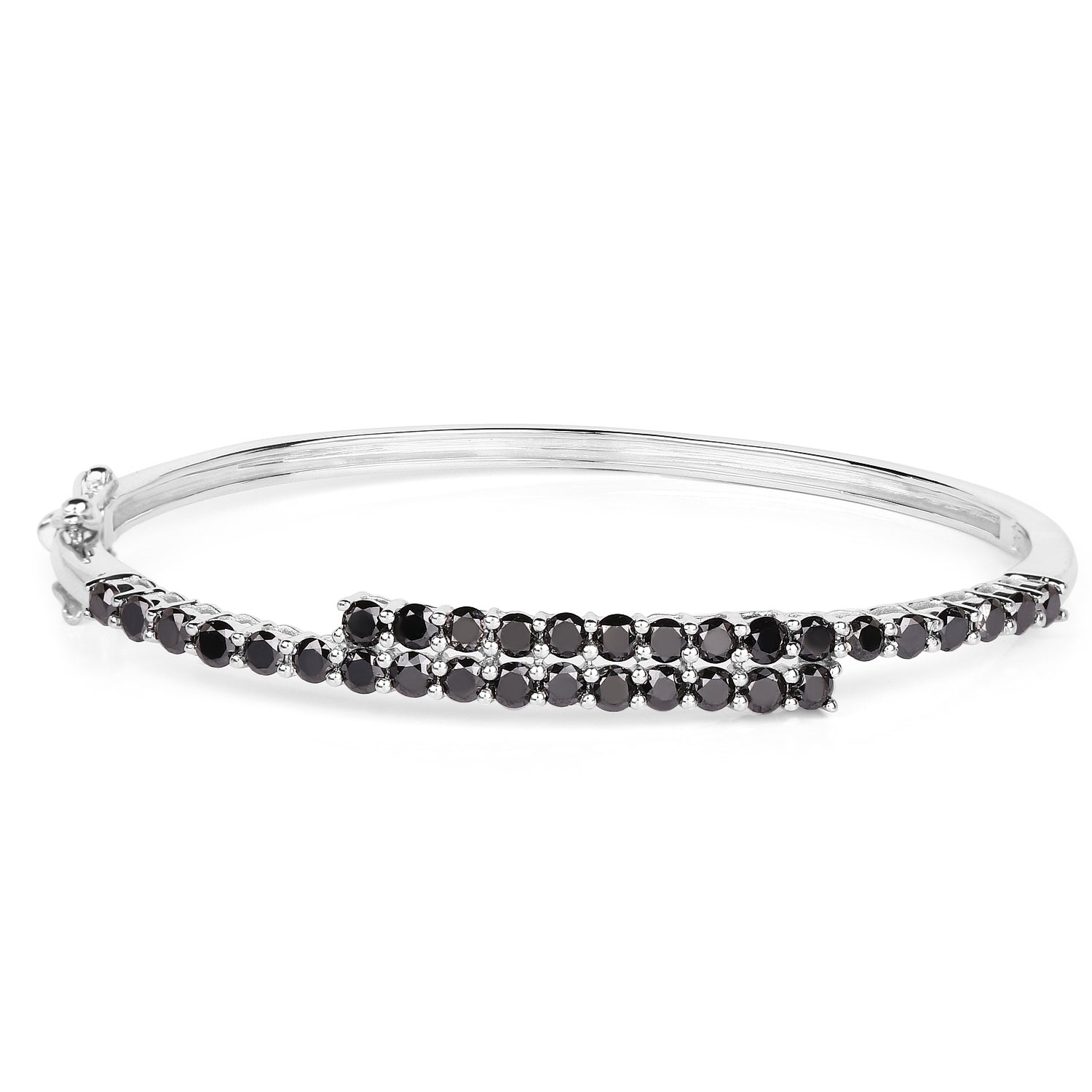 4.00 Carat Genuine Black Diamond .925 Sterling Silver Bangle by Bids.com