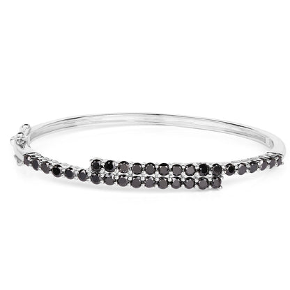 4.00 Carat Genuine Black Diamond .925 Sterling Silver Bangle by Bids.com