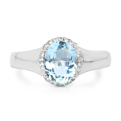 2.63 Carat Genuine Blue Topaz and White Topaz .925 Sterling Silver Ring by Bids.com