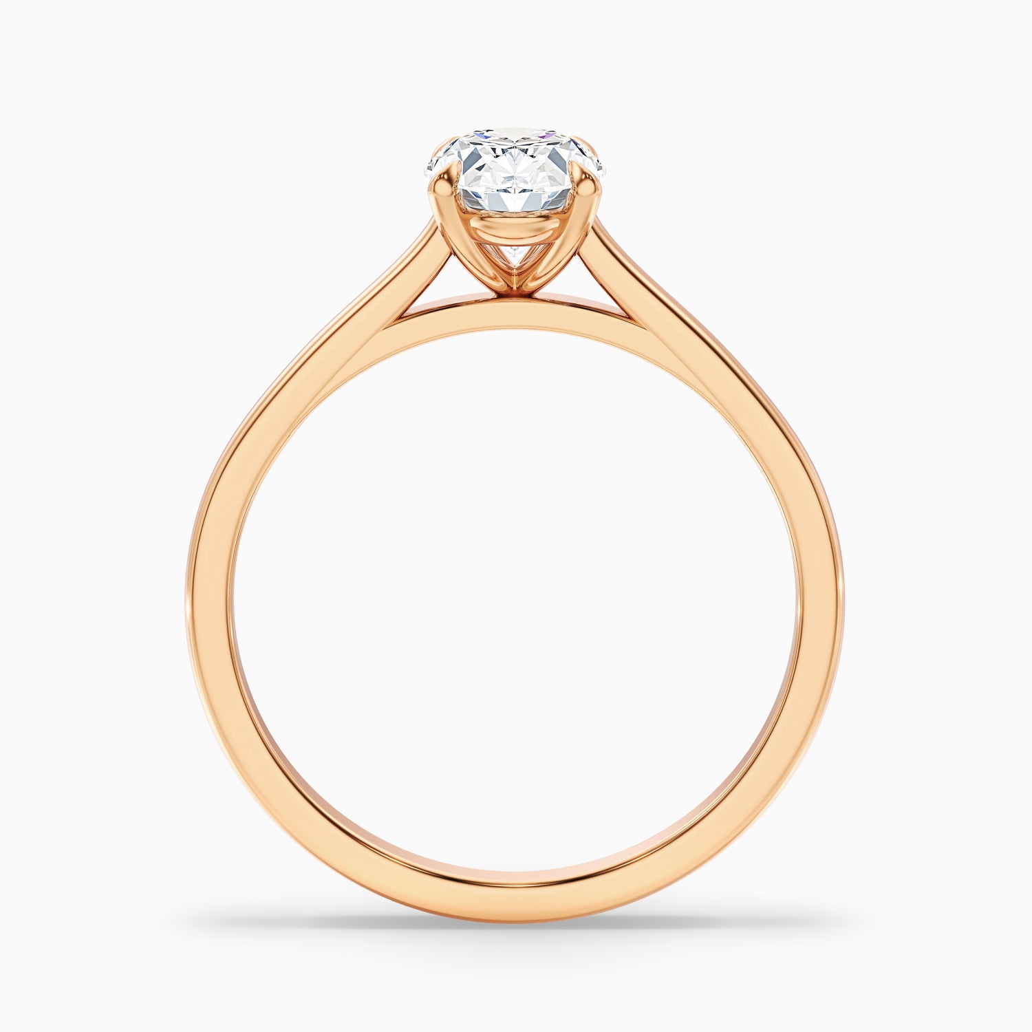 Pari 10 Carat Oval Solitaire Moissanite Engagement Ring in 14k Rose Gold