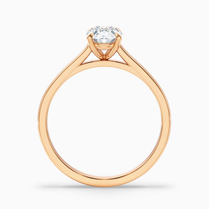 Rose 4 carat oval Solitaire Lab Grown Engagement Ring in 14k Yellow Gold