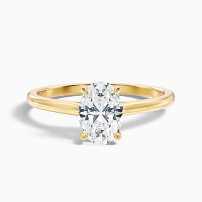 Love 4 Carat Oval Solitaire Moissanite Diamond Ring in 14k Rose Gold