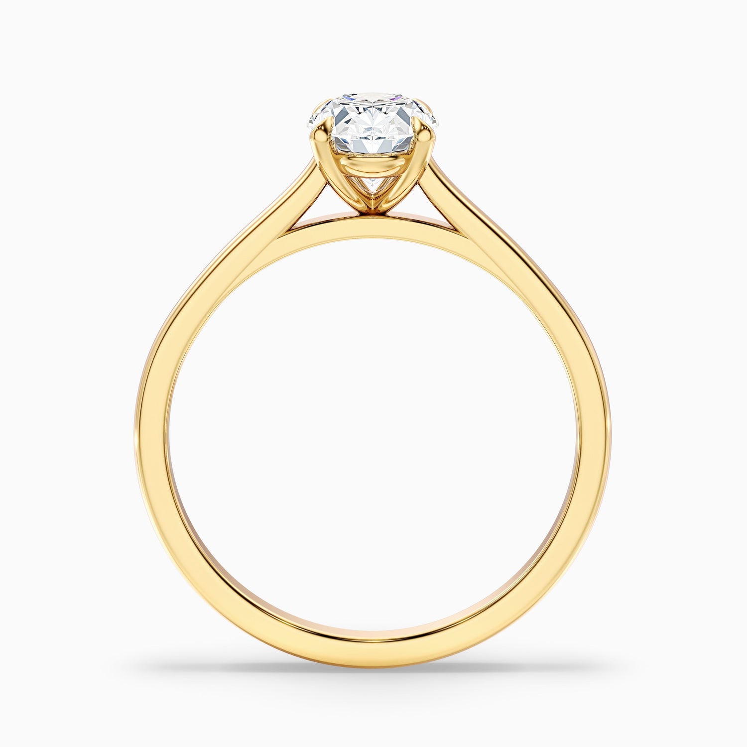 Love 1 Carat Oval Solitaire Moissanite Diamond Ring in 10k Yellow Gold