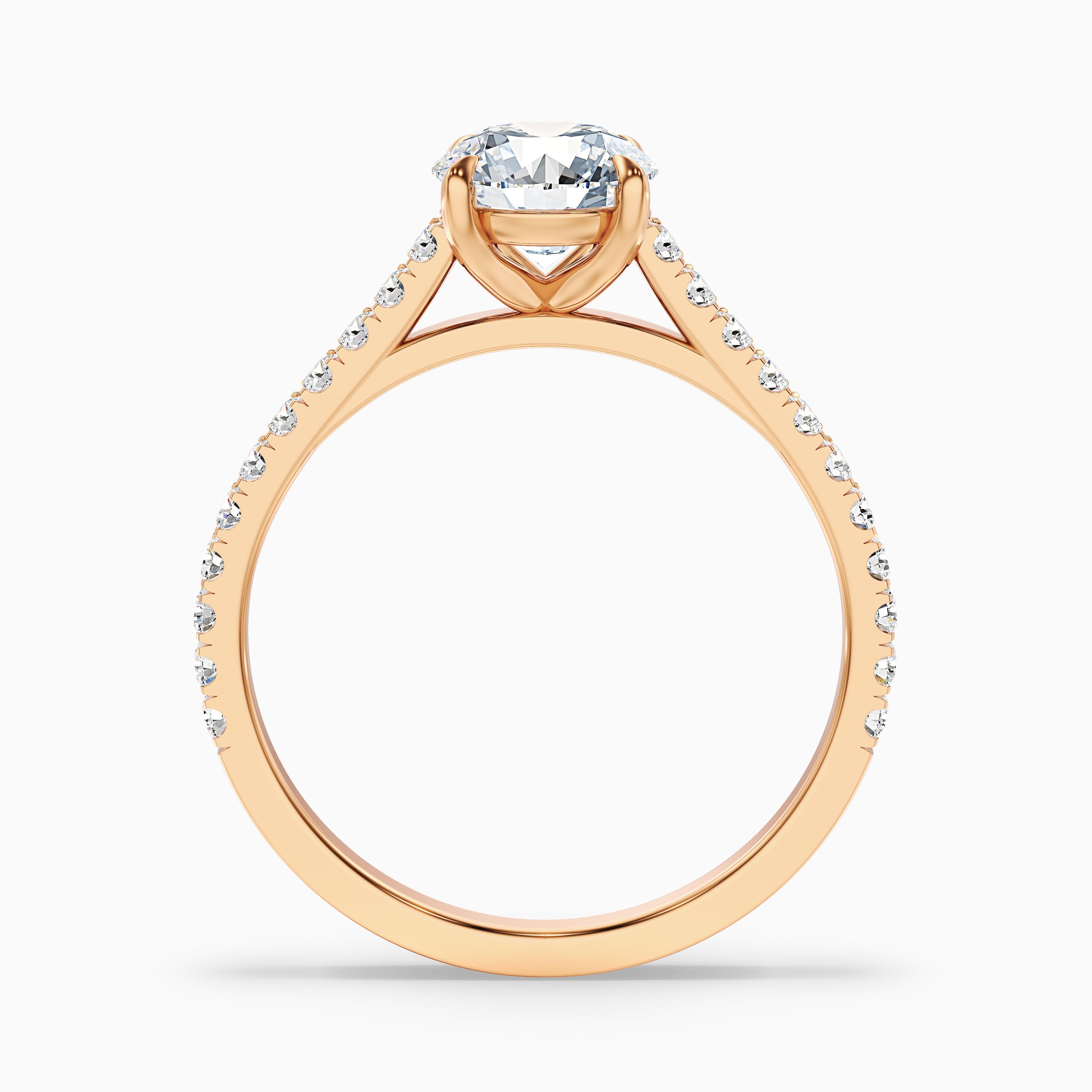 Lilly 3.5 Carat Round Side Stone Pave Moissanite Diamond Ring in 925 Sterling Silver