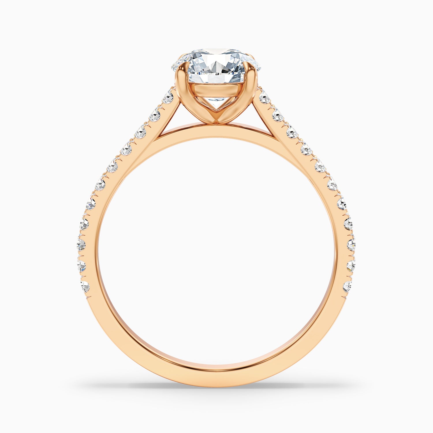 Lilly 4.5 Carat Round Side Stone Pave Moissanite Diamond Ring in 14k White Gold