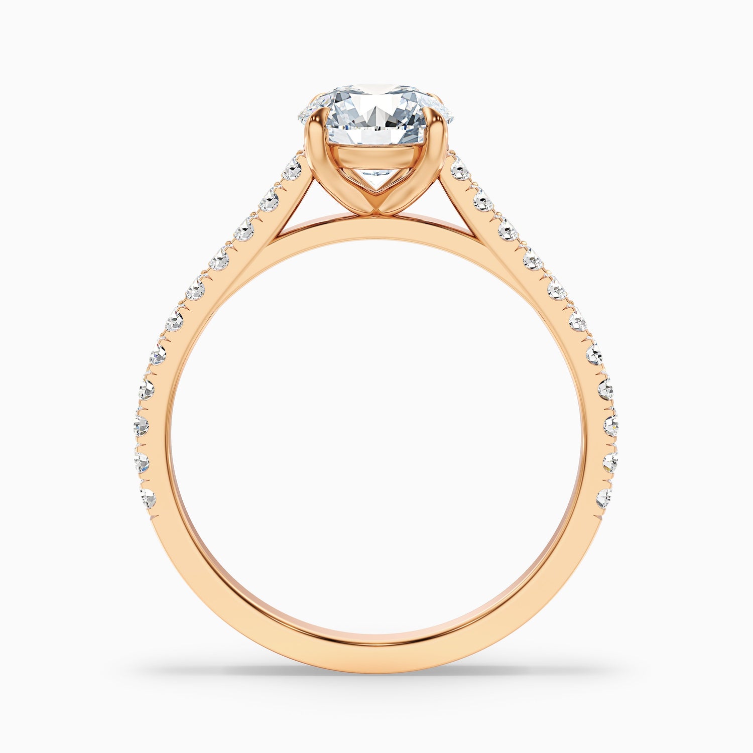 Lilly 3 Carat Round Side Stone Pave Moissanite Diamond Ring in Platinum
