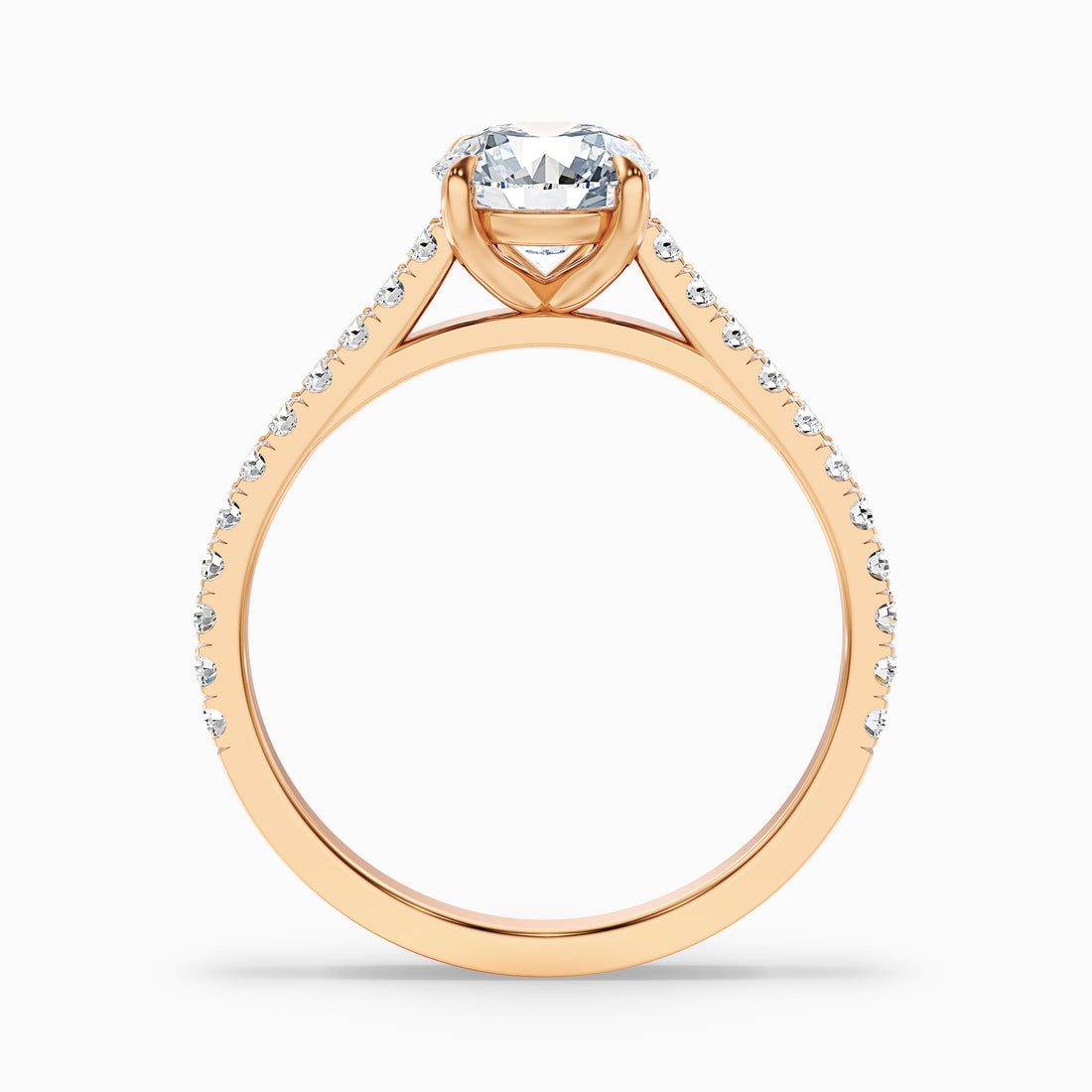 Riva 4 Carat Round Side Stone Pave Lab Grown Engagement Ring in 14k Rose Gold  DestGlow