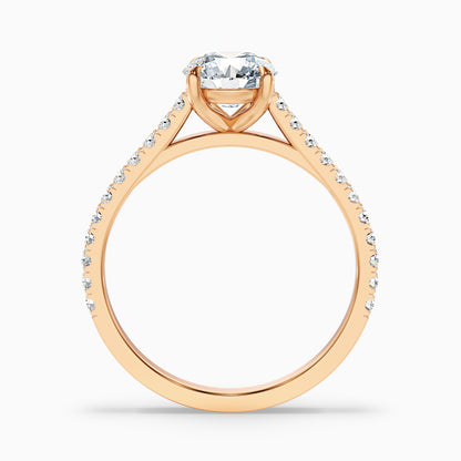 Lilly 5.5 Carat Round Side Stone Pave Moissanite Diamond Ring in 10k Yellow Gold