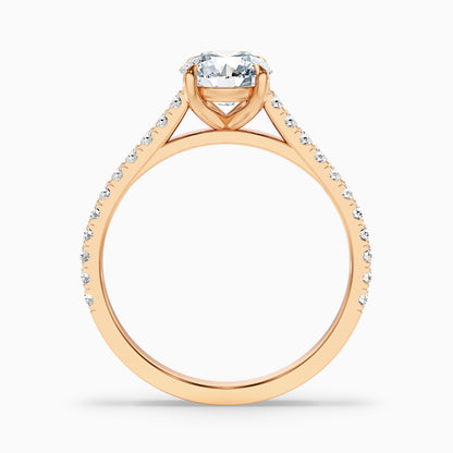 Lilly 5.5 Carat Round Side Stone Pave Moissanite Diamond Ring in 10k White Gold