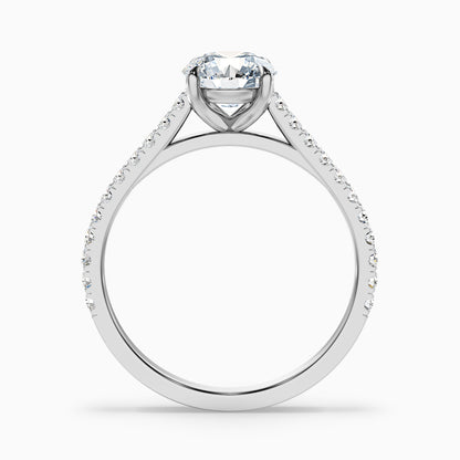 Lilly 2.5 Carat Round Side Stone Pave Moissanite Diamond Ring in 14k Rose Gold