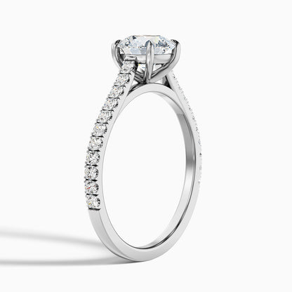 Lilly 1.5 Carat Round Side Stone Pave Moissanite Diamond Ring in Platinum