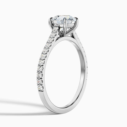 Lilly 5.5 Carat Round Side Stone Pave Moissanite Diamond Ring in 18k White Gold
