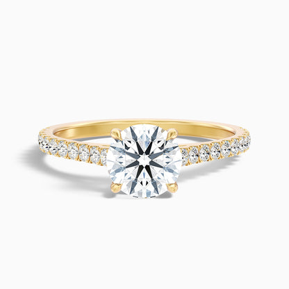 Lilly 3 Carat Round Side Stone Pave Moissanite Diamond Ring in 10k White Gold