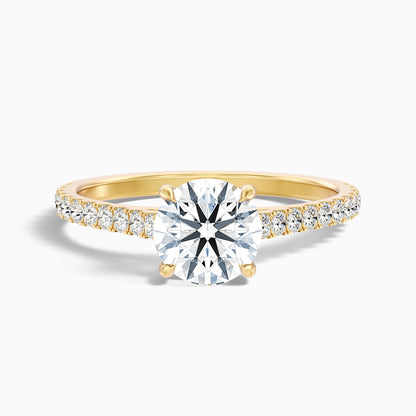 Lilly 1.5 Carat Round Side Stone Pave Moissanite Diamond Ring in 925 Sterling Silver