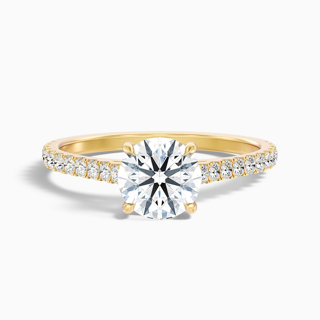Riva 4.5 Carat Round Side Stone Pave Lab Grown Engagement Ring in 14k Yellow Gold  DestGlow