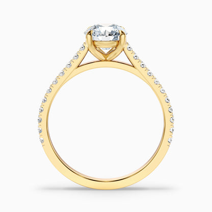 Lilly 2.5 Carat Round Side Stone Pave Moissanite Diamond Ring in 18k White Gold