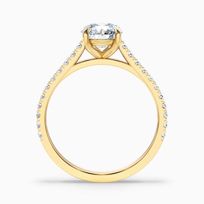 Lilly 3.5 Carat Round Side Stone Pave Moissanite Diamond Ring in 10k White Gold