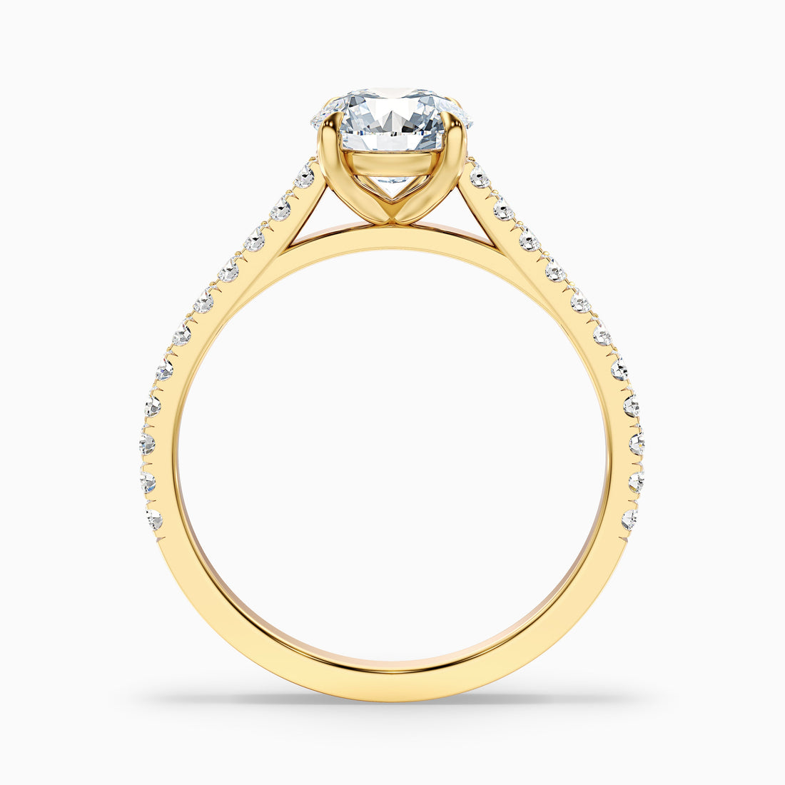 Riva 2.5 Carat Round Side Stone Pave Lab Grown Engagement Ring in 18k Yellow Gold  DestGlow