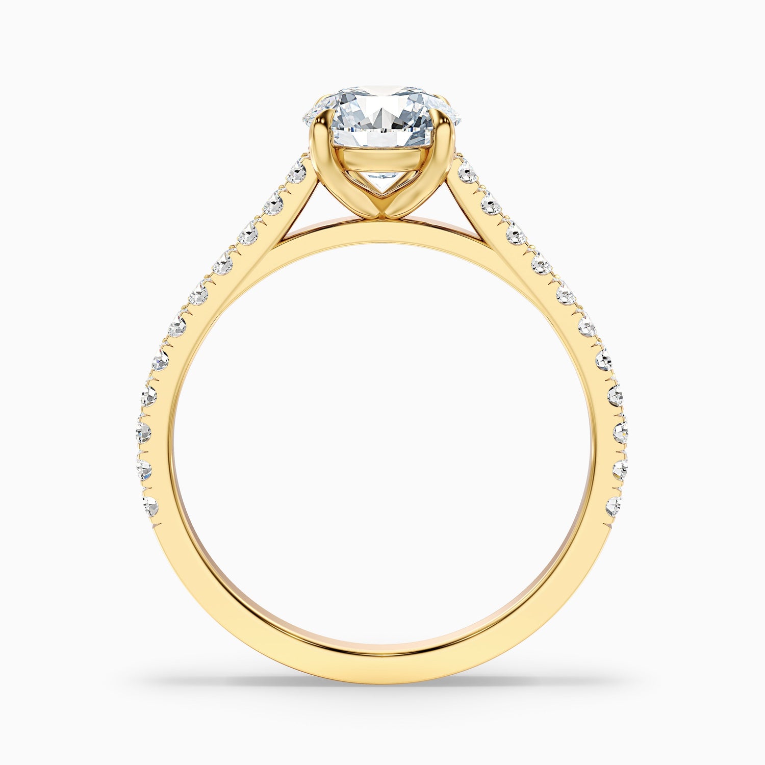 Lilly 3 Carat Round Side Stone Pave Moissanite Diamond Ring in 18k Rose Gold