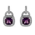 .925 Sterling Silver 8MM Natural Cushion Shaped Amethyst and Diamond Accent Halo with Push Back Dangle Earrings (I-J Color, I2-I3 Clarity) by Bids.com