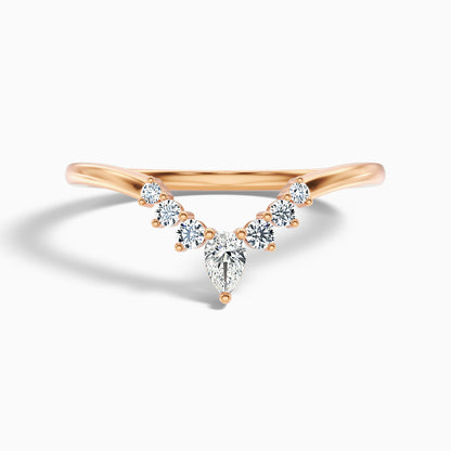 Peony Round Cut Crescent Shaped Lab Grown Diamond Wedding Band